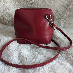 Vera Pelle Small Red Crossbody Italian Leather